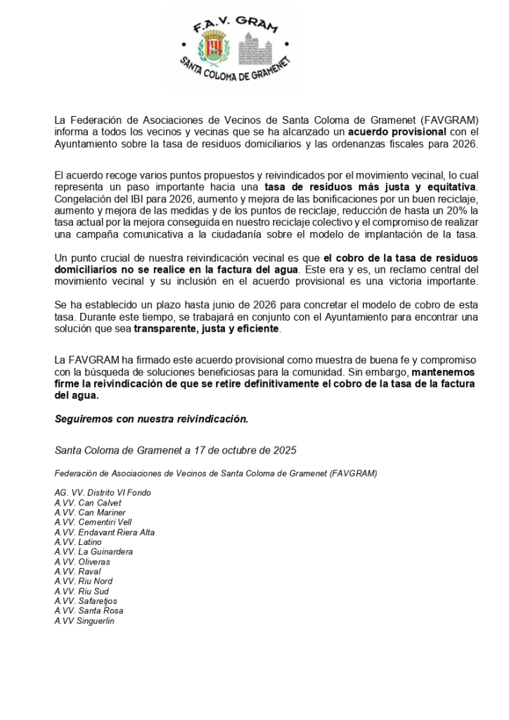 comunicat taxa justa